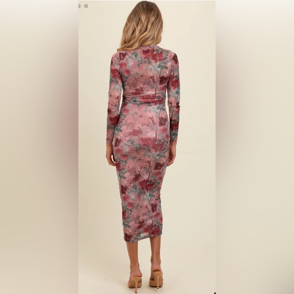 Floral Long Sleeve Maternity Dress - Picture 3 of 5